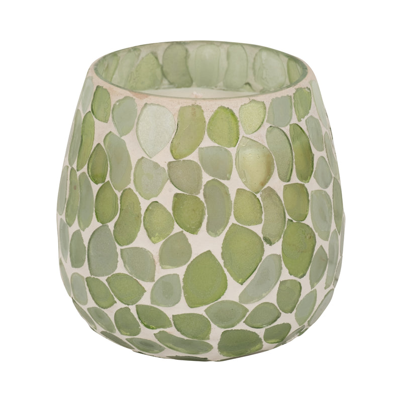 Glass, 4 11 Oz Mosaic Scented Candle, Light Green