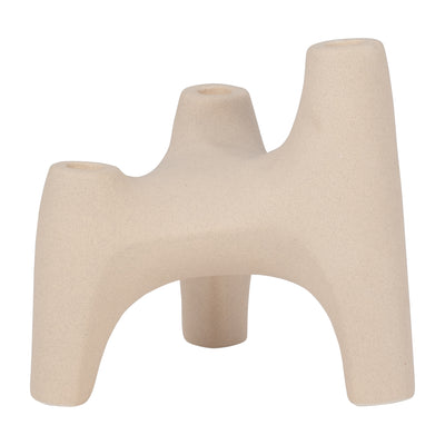 Stoneware, 9 3-taper Candle Holder, Ivory