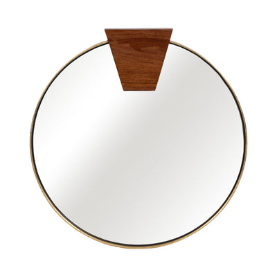 32x32 Round Wood Piece Mirror, Gold