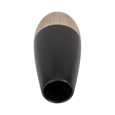 CER, 17H 2-TONE VASE, CREME/BLACK