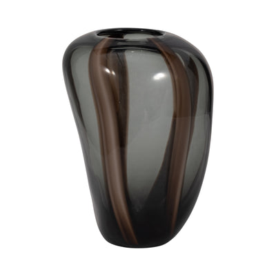 11 Bayle Medium Brown Striped Glass Vase