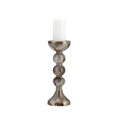 GLASS, 15H, BUBBLY CANDLE HOLDER, BROWN