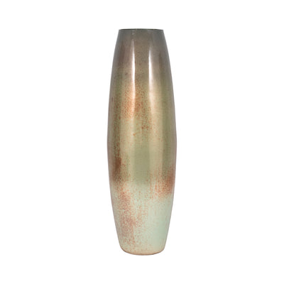 31 Curved Glass Vase Green Mercury Ombre, Multi