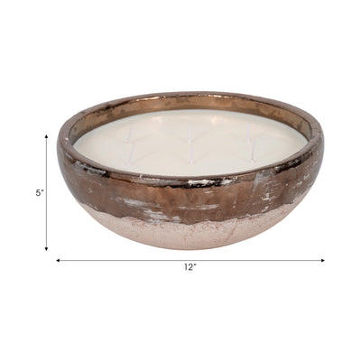 12 57 Oz Pine Bowl Candle, Grey/gold