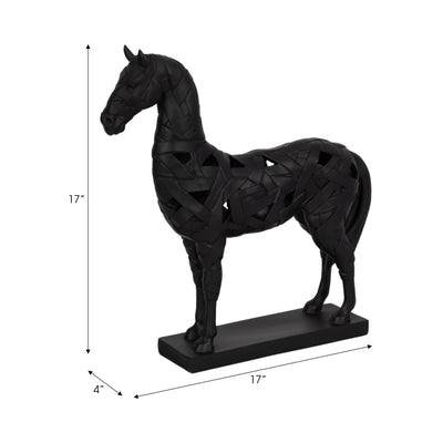 17 Horse Sculpture On Base, Black