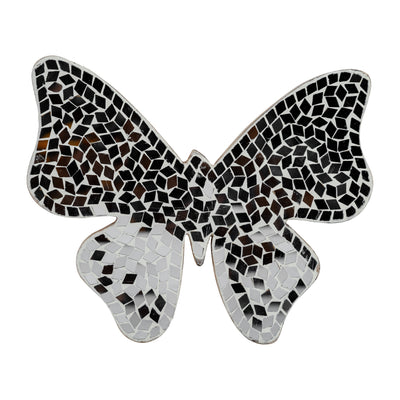 GLASS, 8 MOSAIC BUTTERFLY, WHITE