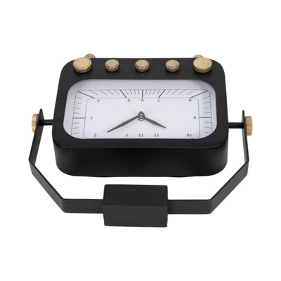 12 Footed Clock With Handle, Black/gold