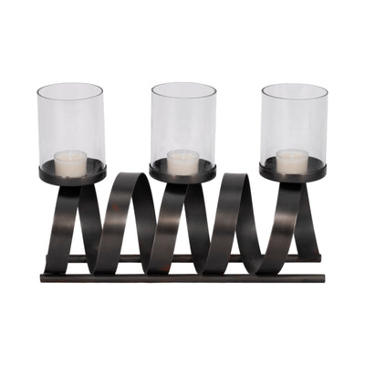 13 Slinky 3-pillar Candle Holder, Zinc