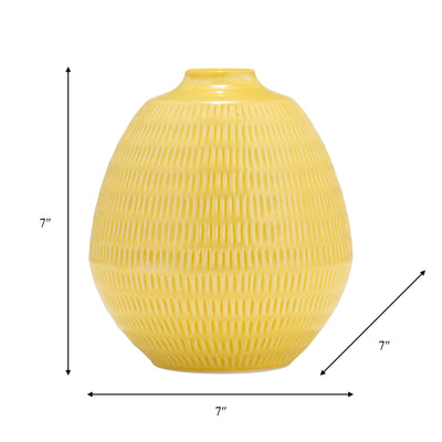 CER,7,STRIPE OVAL VASE,YELLOW