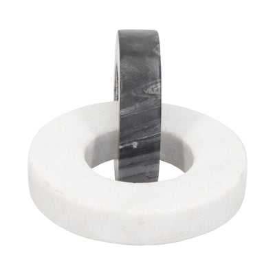 Marble, 8 Double Ring, White/black