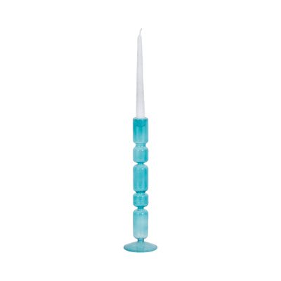 14 Mixed Bubble Taper Candleholder, Blue