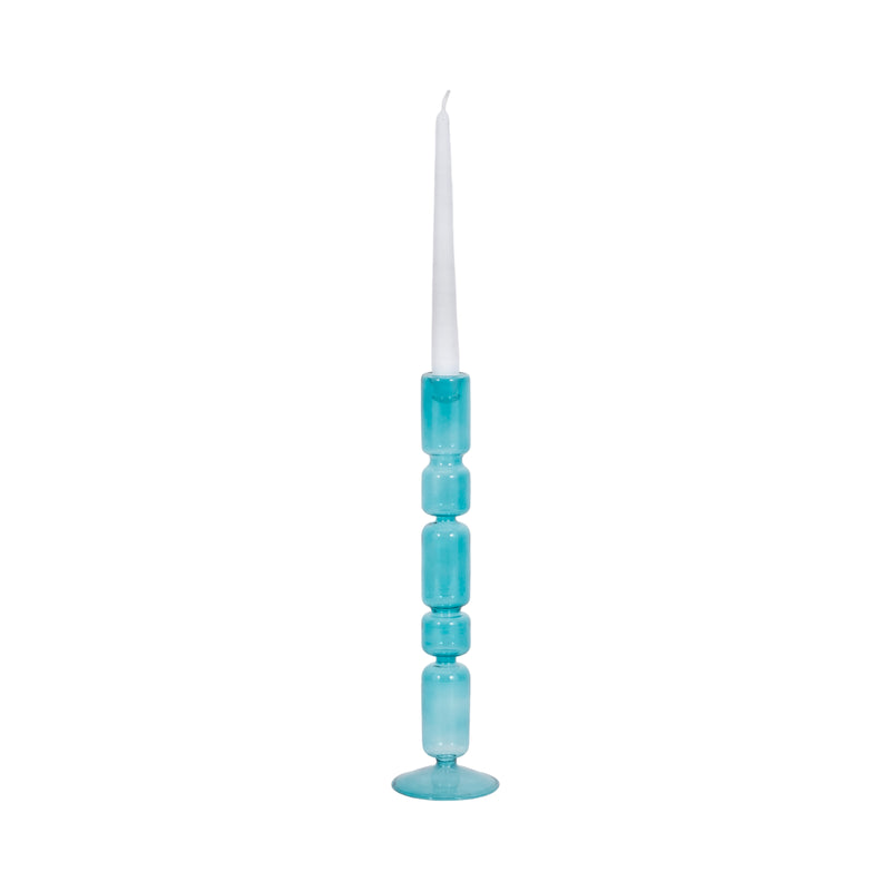 14 Mixed Bubble Taper Candleholder, Blue