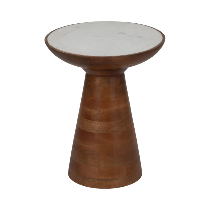 20 Wood Accent Table Marble Top, Natural/white