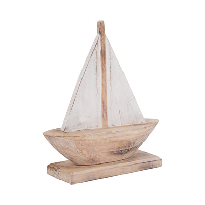 Wood, 14 Sailboat, Natural/white