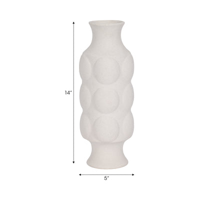 14 Large Dot Embossed Vase Sand Texture, White