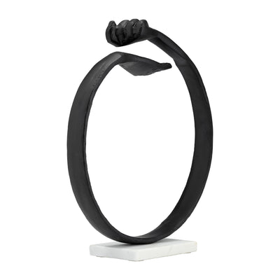 METAL,12H, HAND RING ON BASE SCULPT ,BLACK/WHITE