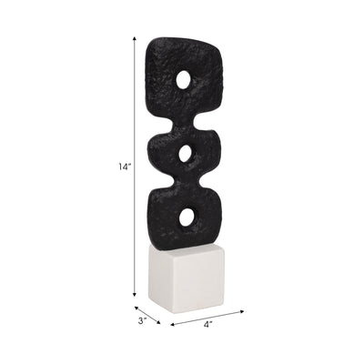 14 Abstract Totem Sculpture  Marble Base, Black/w