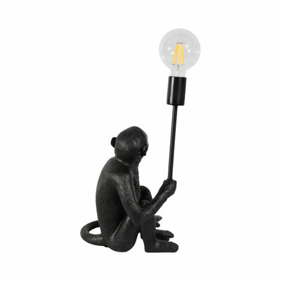 20 Monkey With Lightbulb Table Lamp, Black