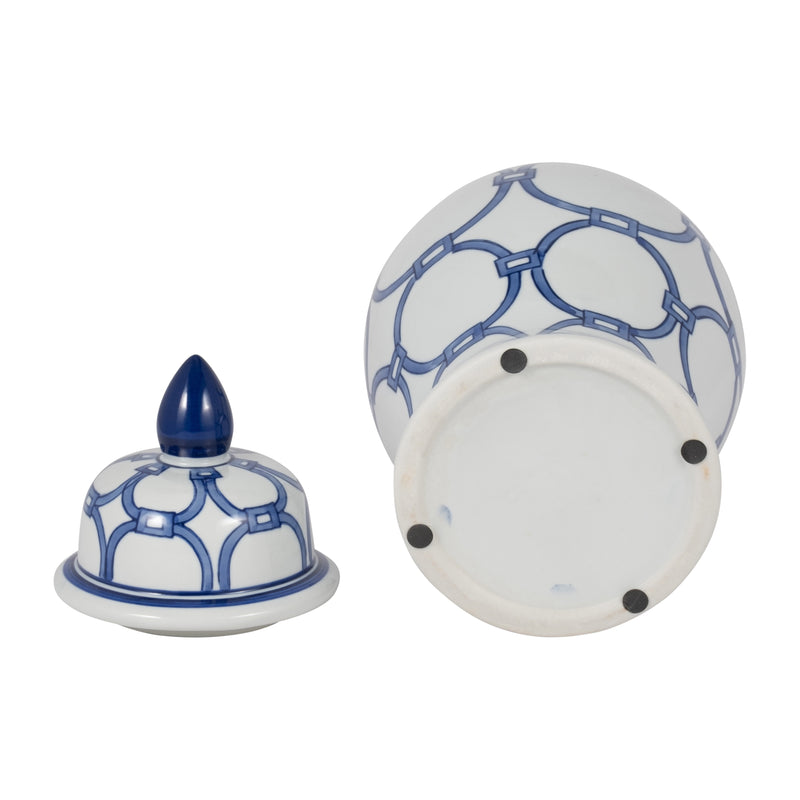 CER, 14 LINKS TEMPLE JAR, BLUE/WHITE