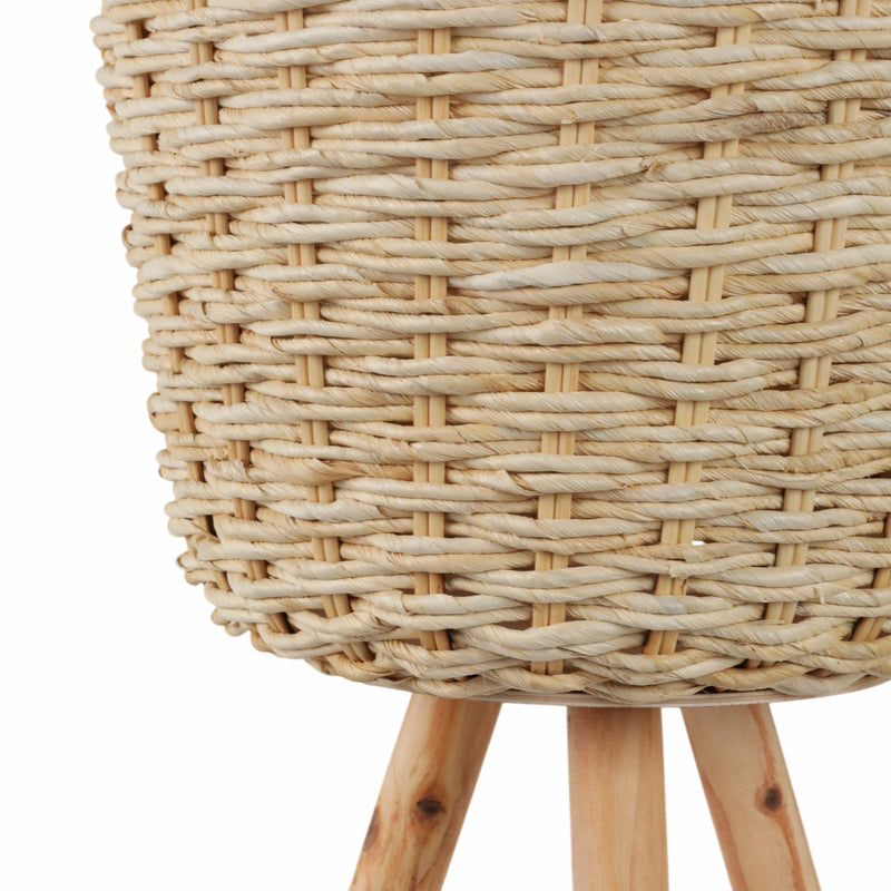 S/2 WICKER FOOTED PLANTERS, WHITE