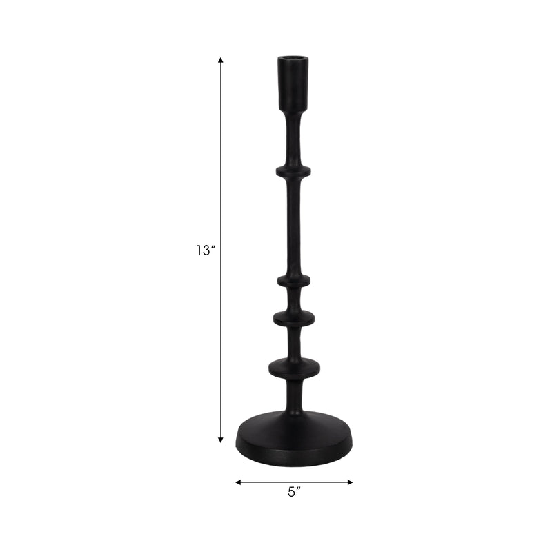 METAL, 13H TAPER CANDLE HOLDER, BLACK