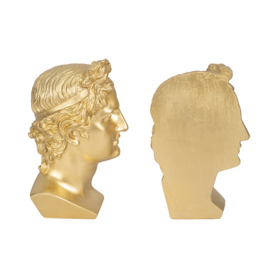 S/2 Resin, 9 Greek Goddess Bookends, Gold