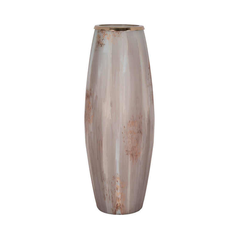 24 Curved Glass Vase Opal Finish, Ivory Multi