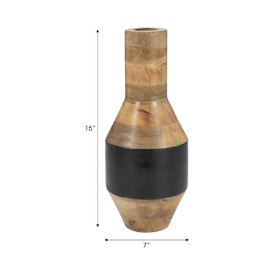 MANGO WOOD, 15 2-TONE VASE, BROWN/BLACK