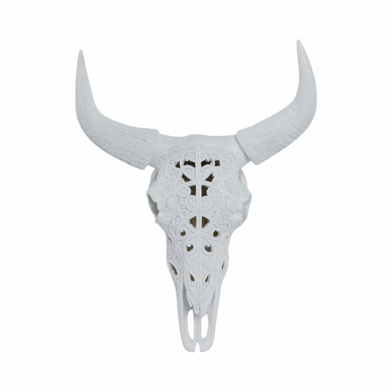 Carved White Bull Skull 17.75 Kd