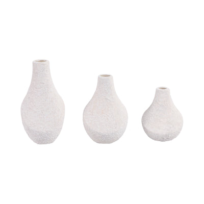 S/3 5/7/9 Klamath Cream Ceramic Vases