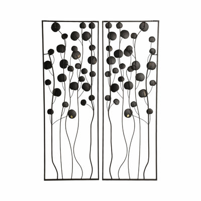 S/2 36 Dainty Flowers Metal Wall D?cor, Black/gol