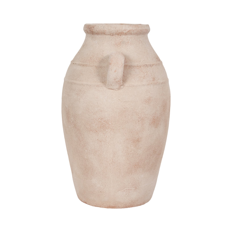 19 Weathered Terracotta Vase, White/natural