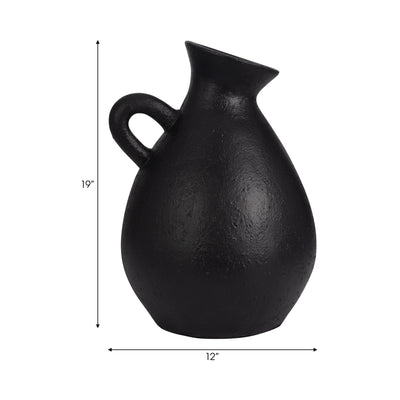 TERRACOTTA, 19 ORGANIC JUG WITH HANDLE, BLACK