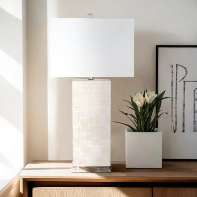 Ceramic 31'' Textured Table Lamp, White