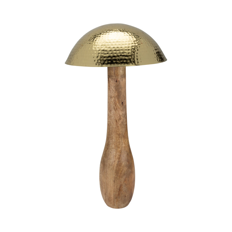 Metal, 28 Mushroom W/ Wood Base, Gold