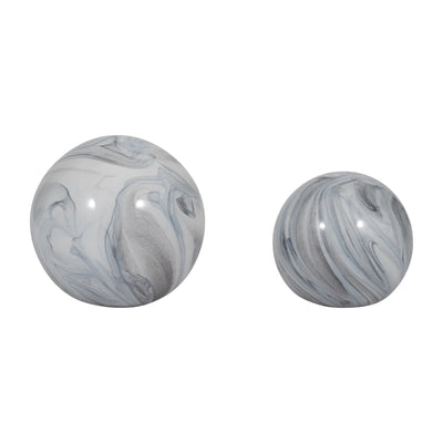 S/2 5/6 SERENITY BLUE SWIRL SPHERES