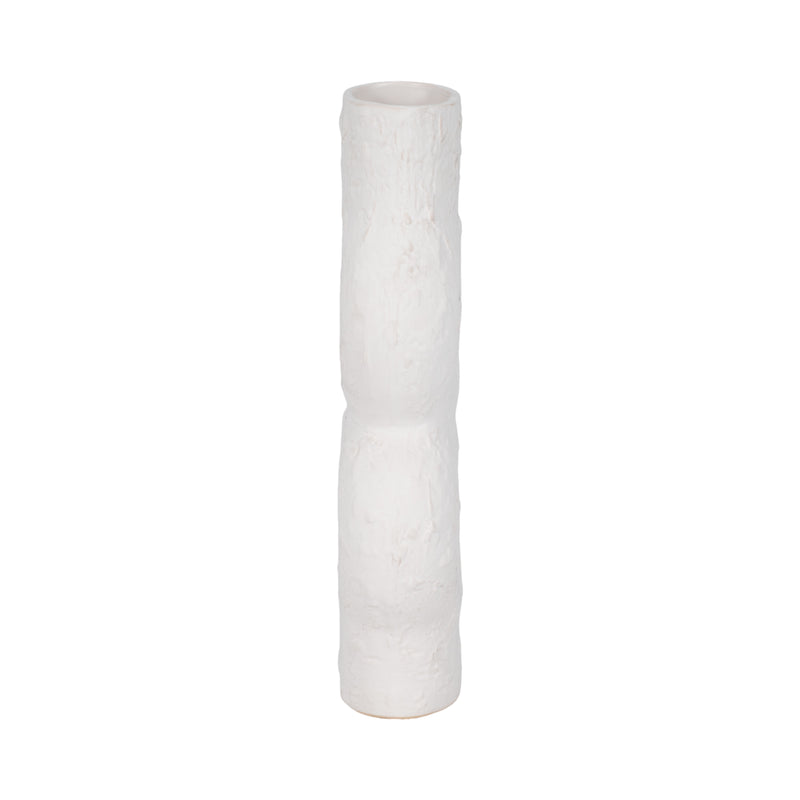 Cer, 13 Textured Stacked Circles Vase, White