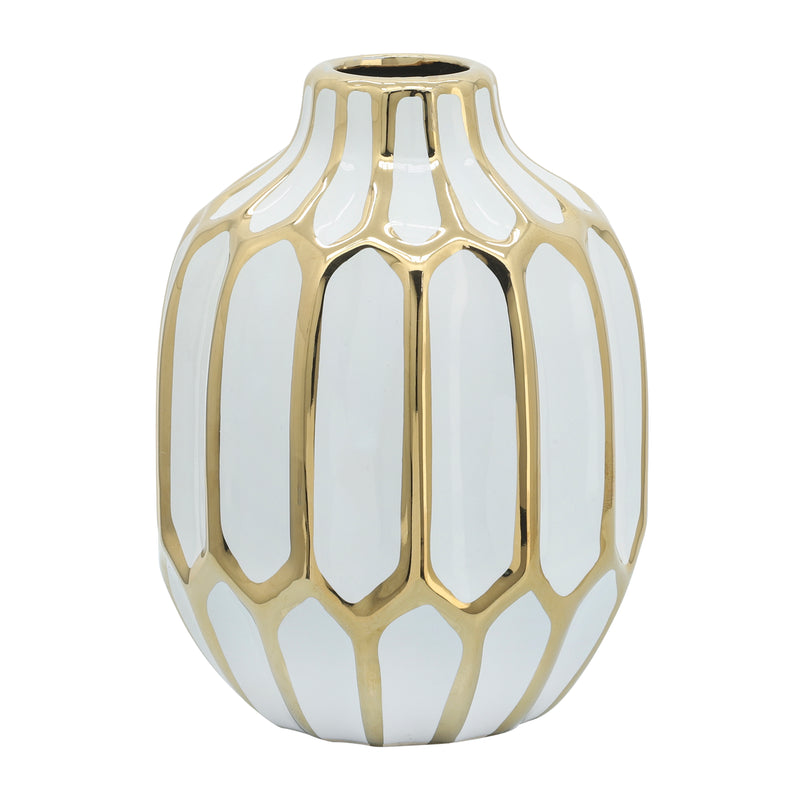 CERAMIC VASE 8, WHITE/GOLD