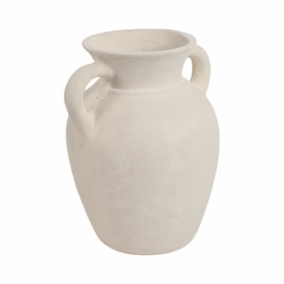 9 Vase With Handles, Paper Mache, White