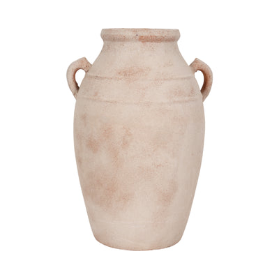 19 Weathered Terracotta Vase, White/natural