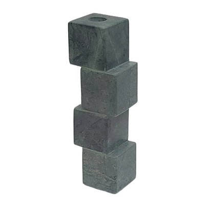 8x3 Stacked Cube Marble Taper Holder, Green