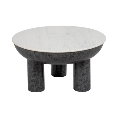 33 Chunky Leg Coffee Table Marble Top, White/blk