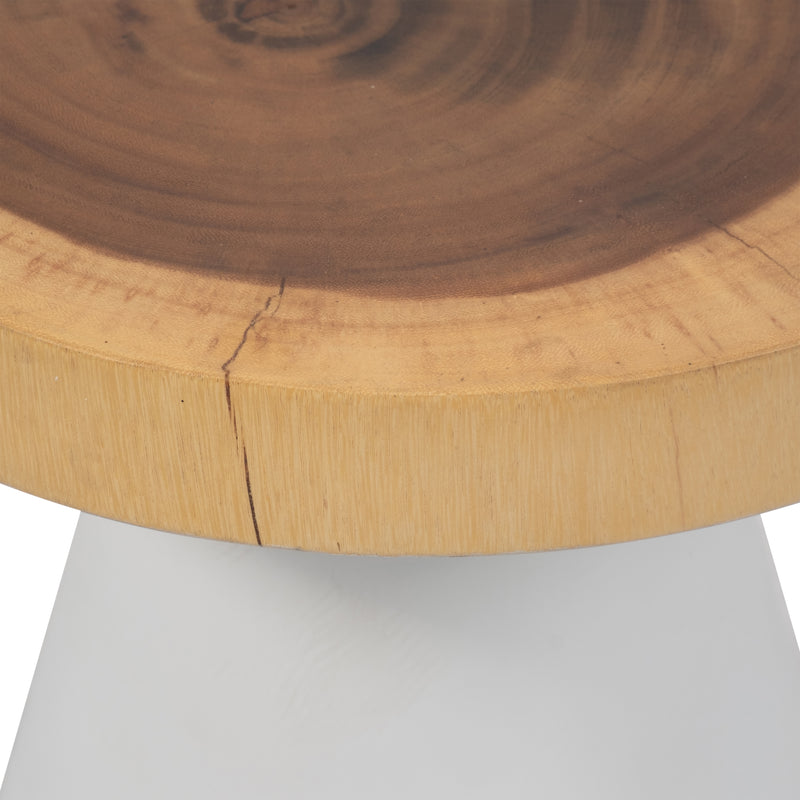 Wood, 16 Accent Table With White Base, Natural/wh