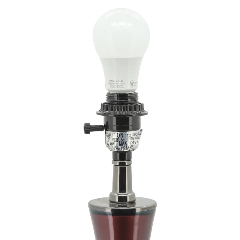 Glass 31 Genie Bottle Table Lamp, Burgundy