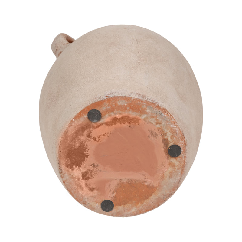 19 Weathered Terracotta Vase, White/natural