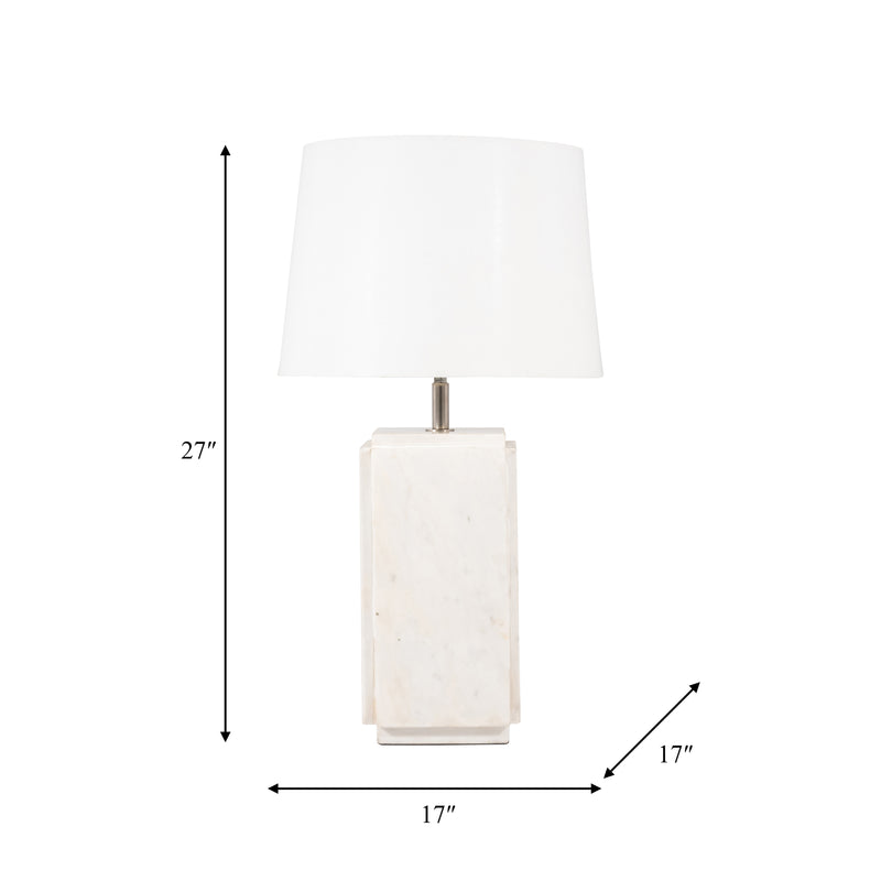 Marble, 27h Fluted Table Lamp, White/offwht, 2bx