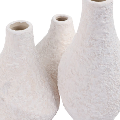 S/3 5/7/9 Klamath Cream Ceramic Vases