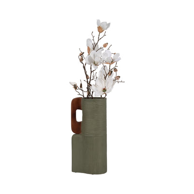 ECOMIX, 17 VASE WITH HANDLES, SAGE GREEN