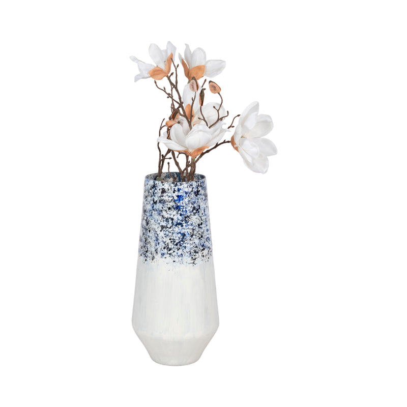 16 Tapered Bottom Vase Arctic Finish, White/blue