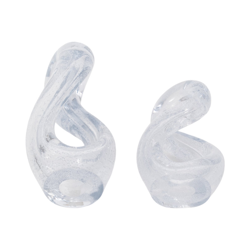 S/2 12/17 Celestine Glass Sculptures, Clear